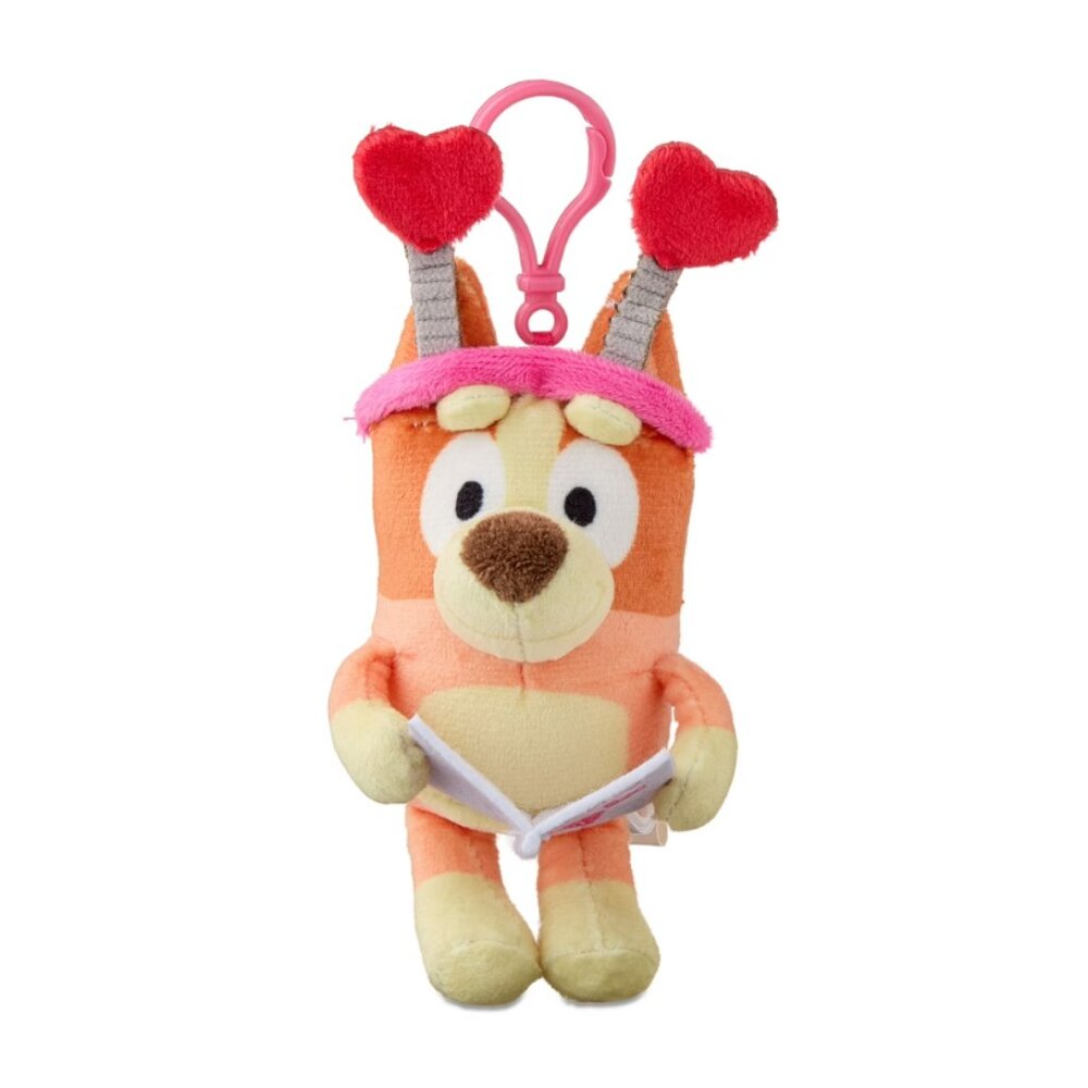 Bluey 4.5" Mini BINGO Valentine's Day Plush with Backpack Bag Clip NEW